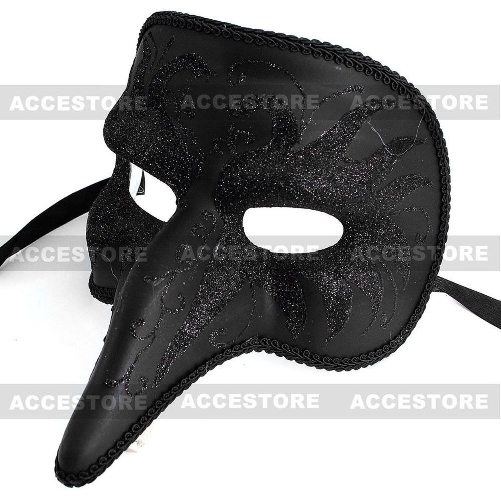 Long Nose Swan Venetian Masquerade Mask-Black
